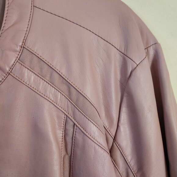 Kate & Mallory Pink Faux Leather Mandarin Collar Zip Jacket Size 1X - Picture 4 of 8